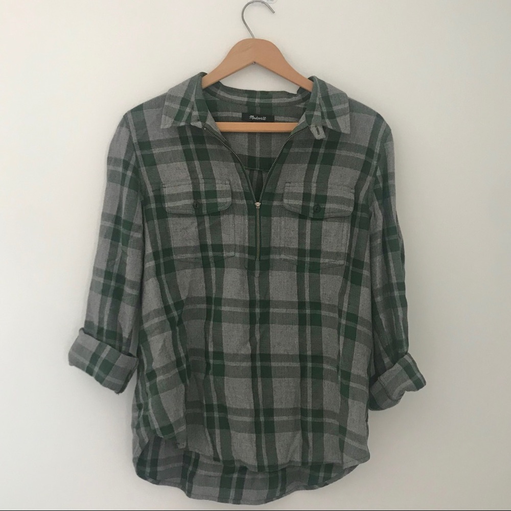 NWOT Madewell Zip Front Flannel Popover